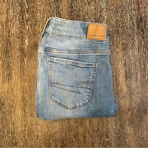 American Eagle Favorite Boyfriend Stretch Flare Denim Blue Jeans Size 8 LONG